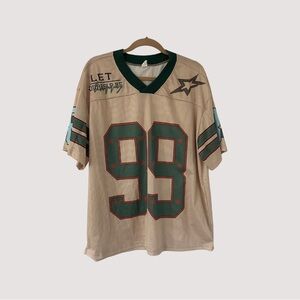 SOLY HUX Oversized V Neck Jersey- L- Beige & Green- Y2K